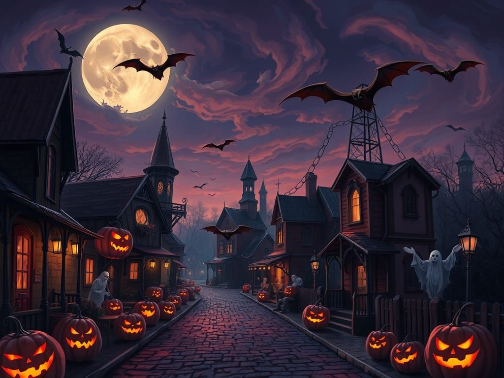Perpetual Twilight Halloween Festival in Dark Fantasy Style