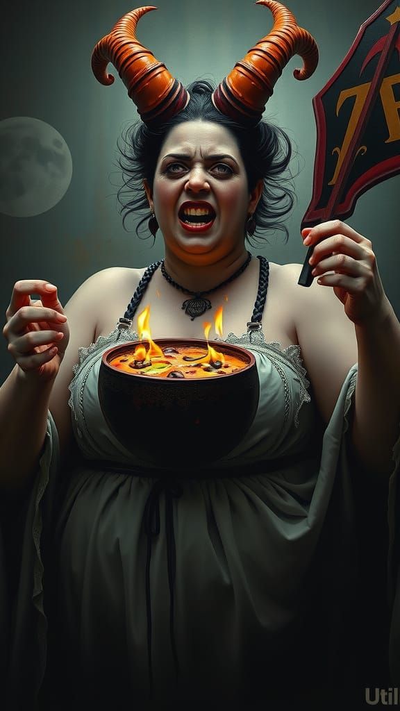 Morbid Ominous Portrait of a Soul Devouring Woman in Aetherp...