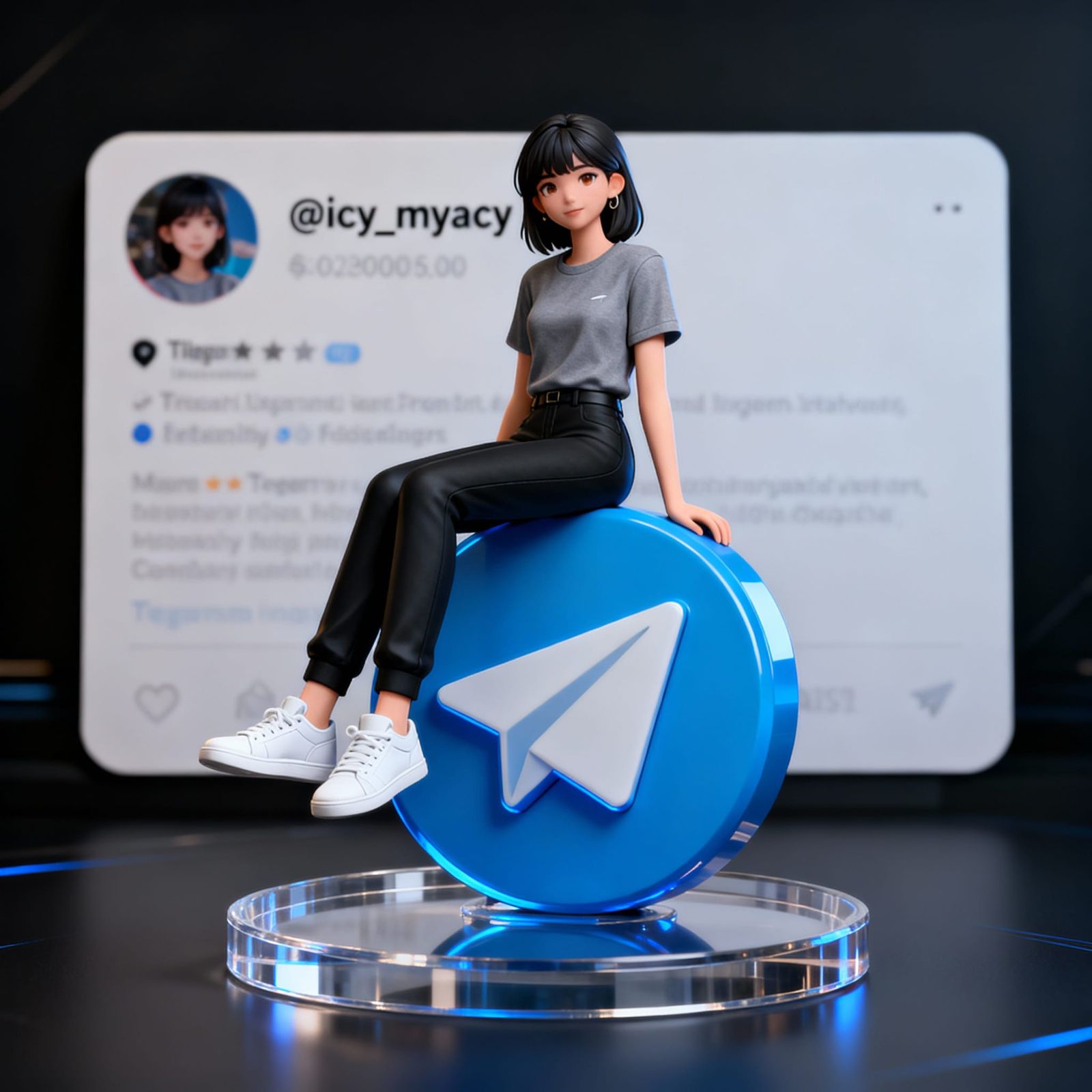 Collectible Figurine of Woman on Telegram Logo