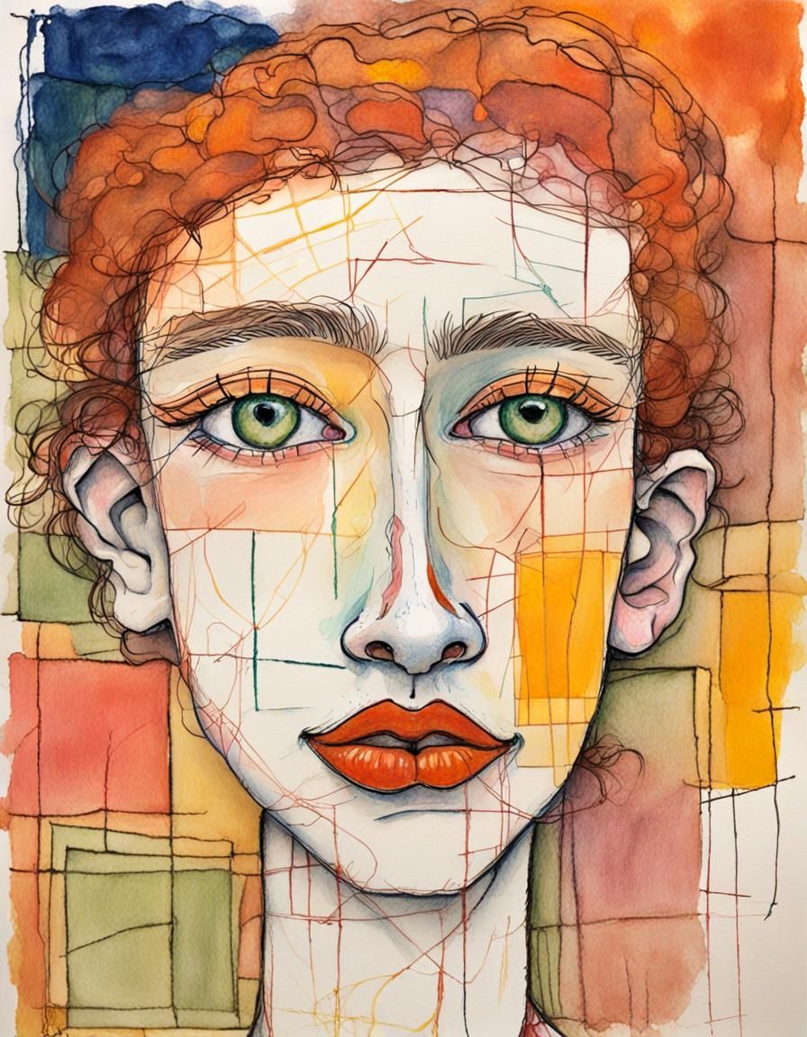 Teenage Girl Portrait in Crayon Sketch Style