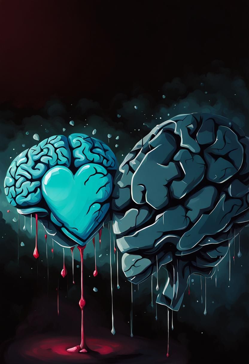 Moody Graffiti Art: Heart Crying to Brain