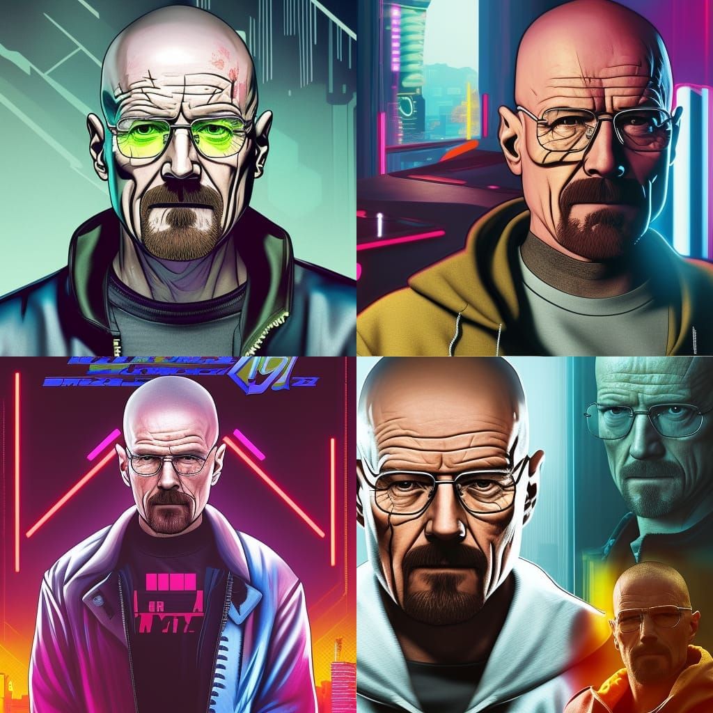 Walter White in Cyberpunk 2099 Neon Style
