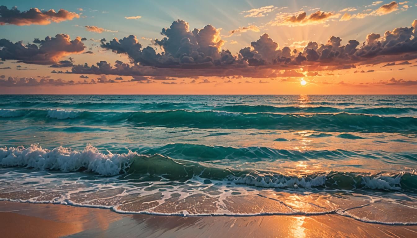 Golden Sunset on a Pristine Beach
