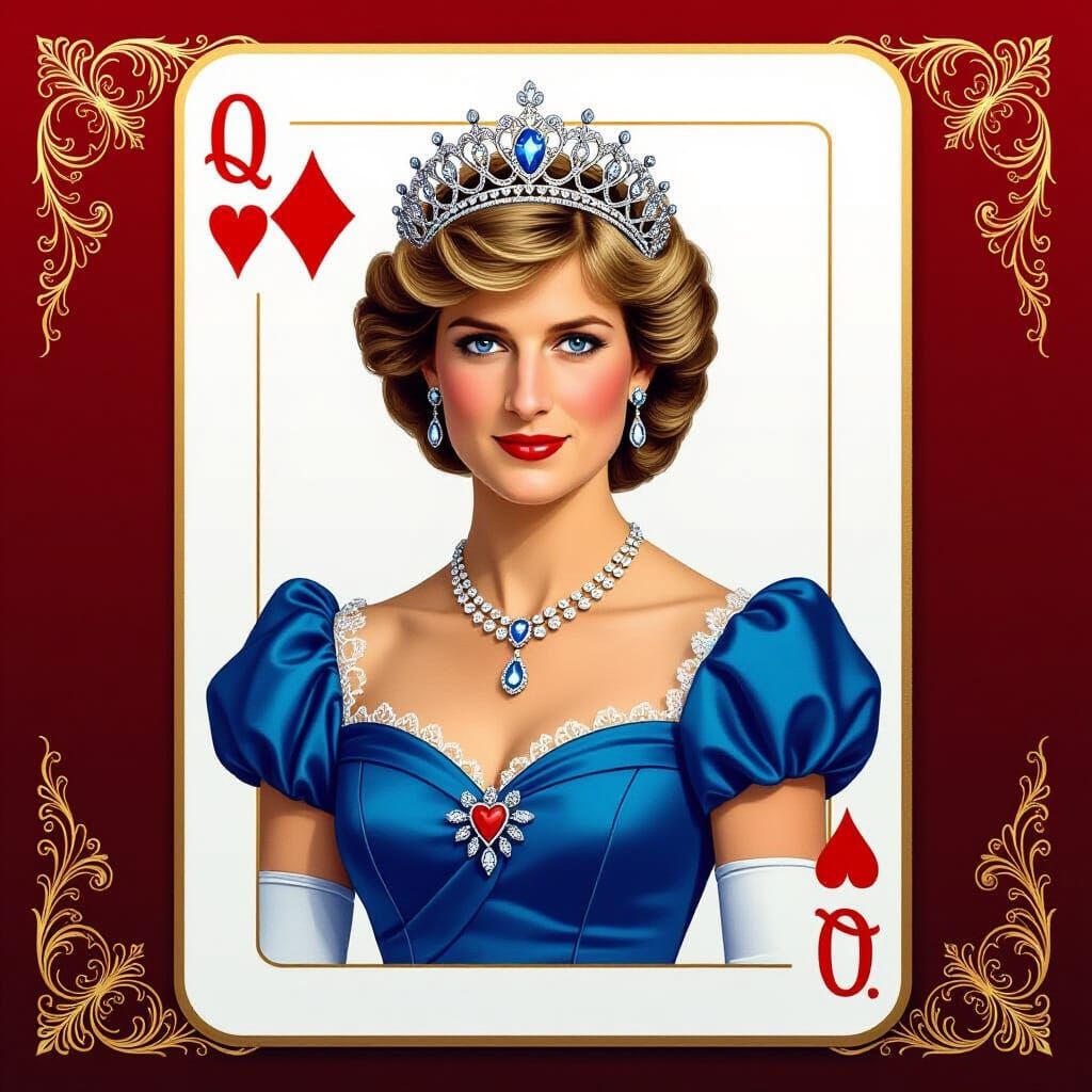 Princess Diana as Queen of Hearts Playing Card