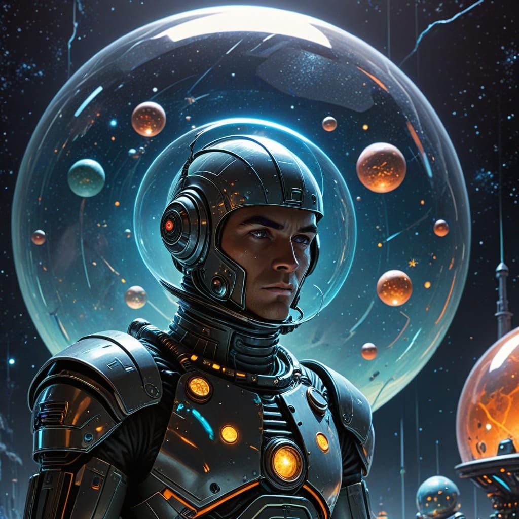 Humanoid Star Creatures in Retro-Futuristic Cosmic Art