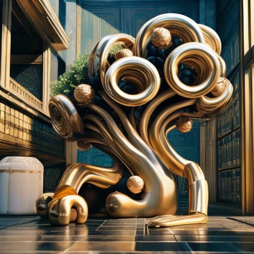 Fractal Botanical Forms in Oil, Vivid 3D Render