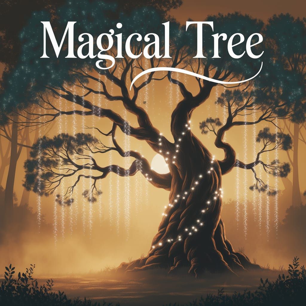 Magical Tree in Ethereal Forest at Dusk