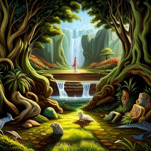 Mythical Labyrinth Garden in Hyperdetailed 3D