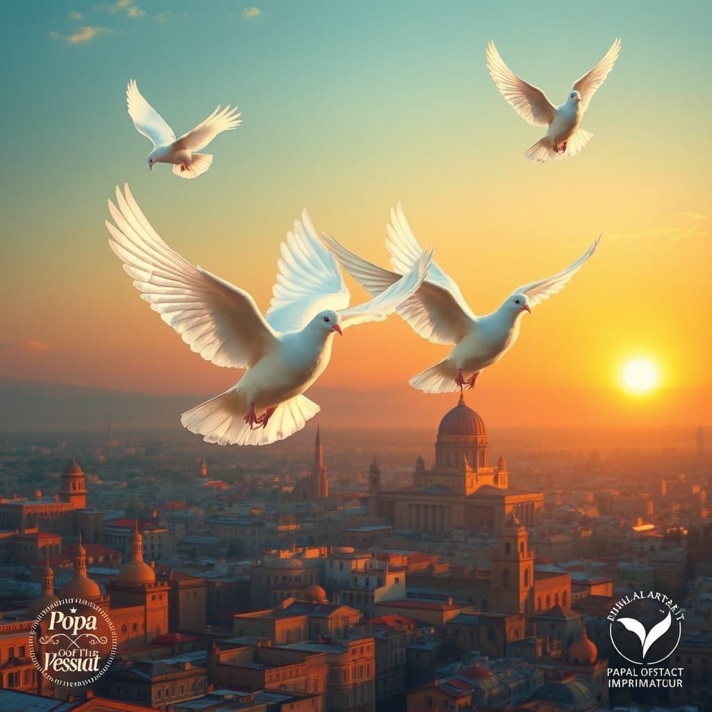 Christian Doves Soar Above Damascus in Sunset Splendor