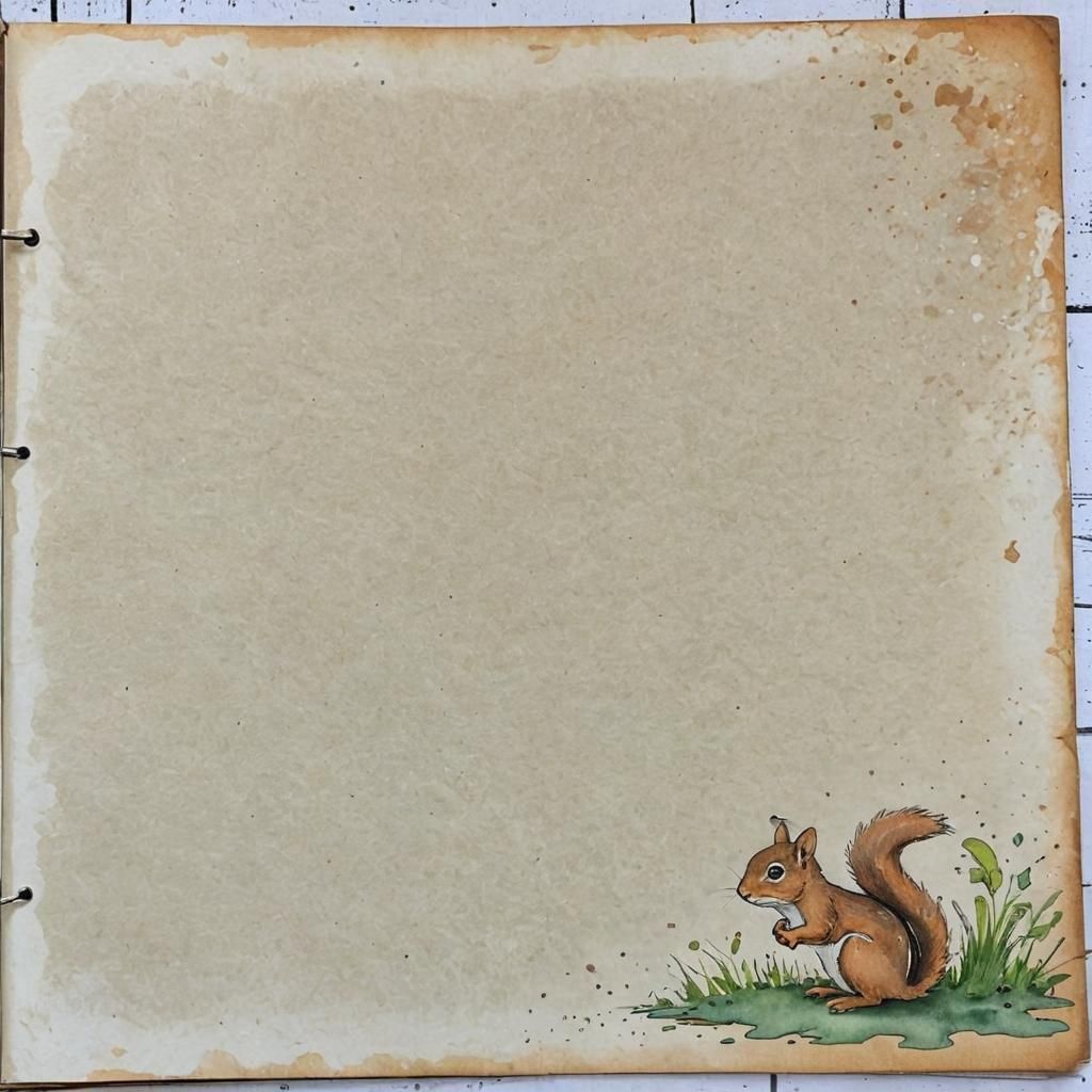 Blank Journal Page with Bunny, Mixed Media Art