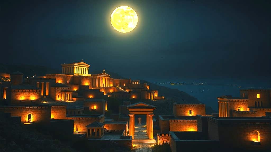Ancient Phaistos Under Moonlit Skies