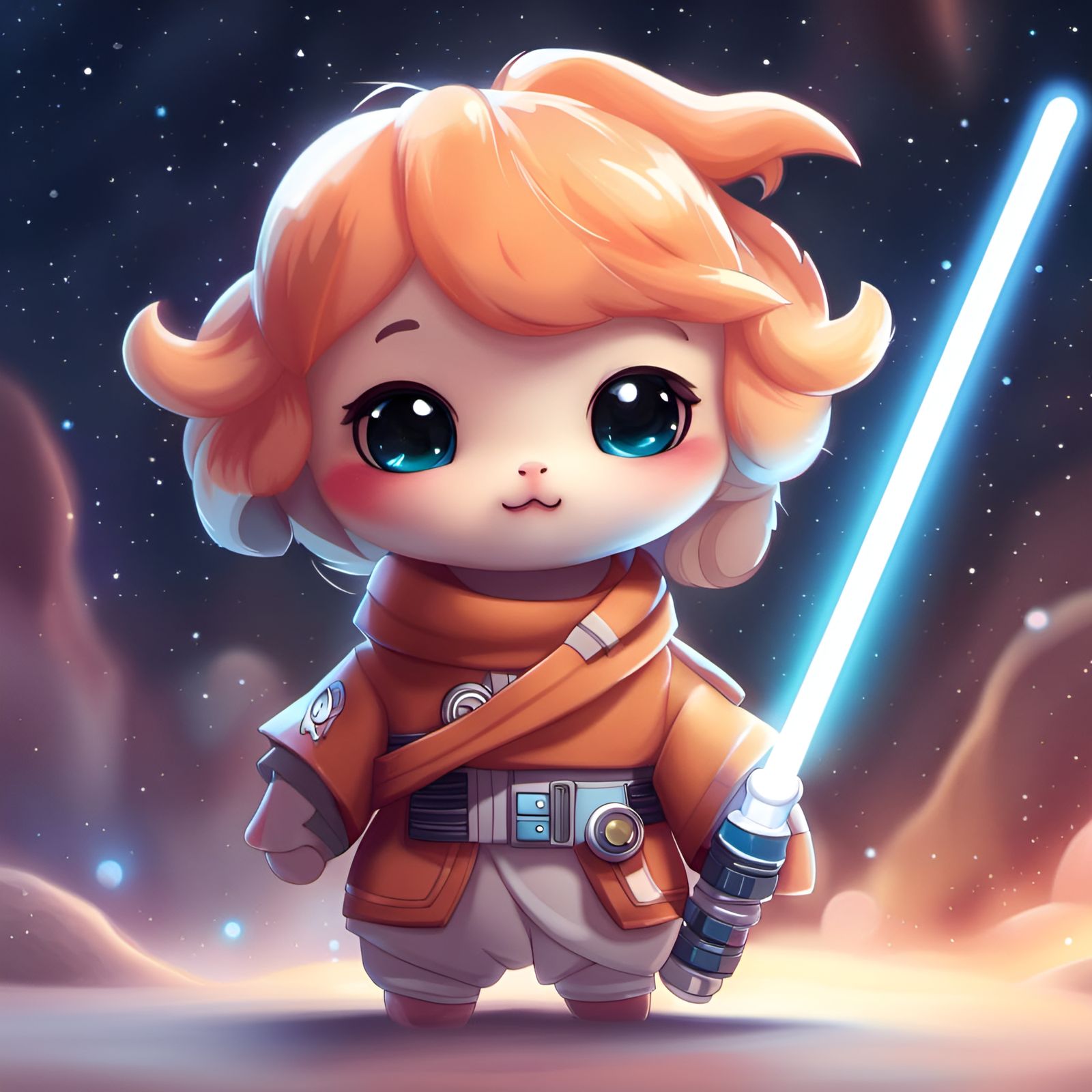 Chibi Starfish Jedi Digital Illustration