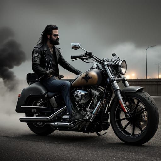 Biker Gang Riding Motorcycles on Highway