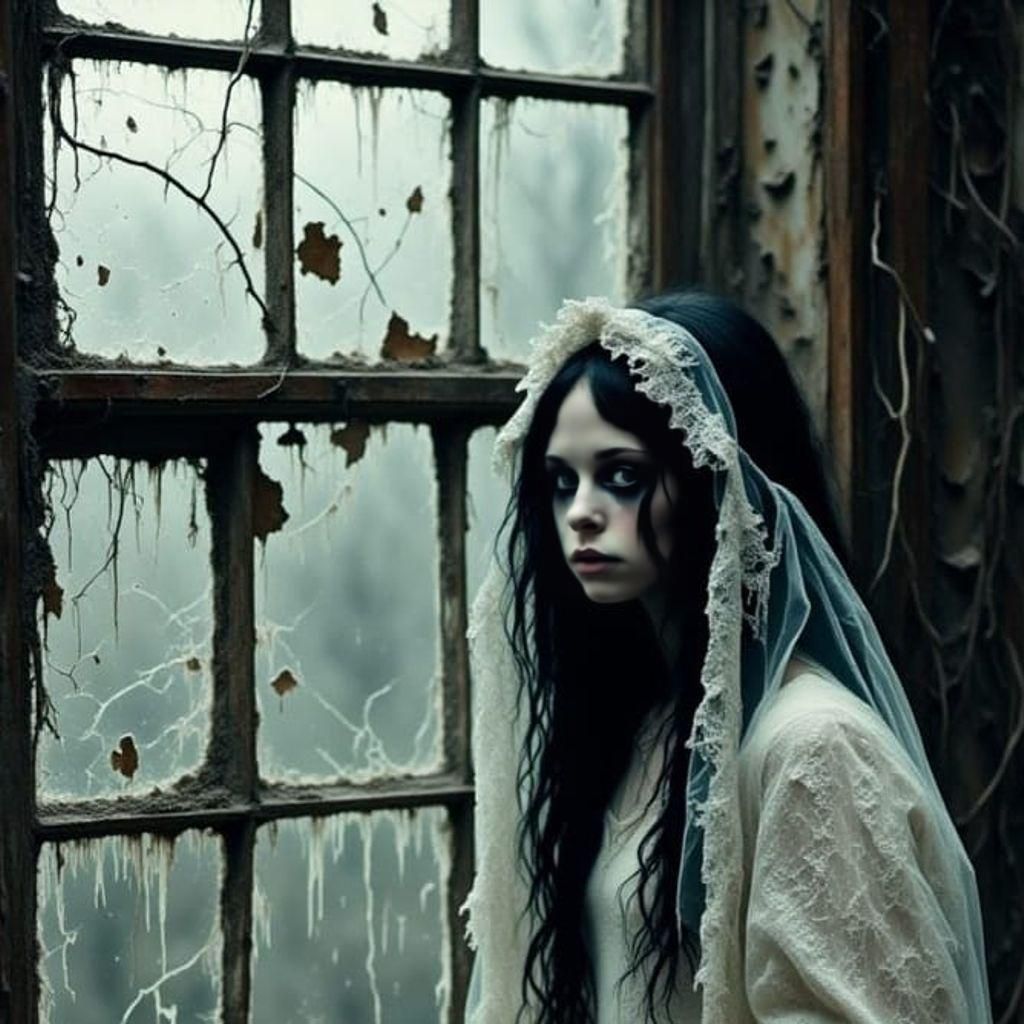 Ghost Girl Portrait in Decaying Manor