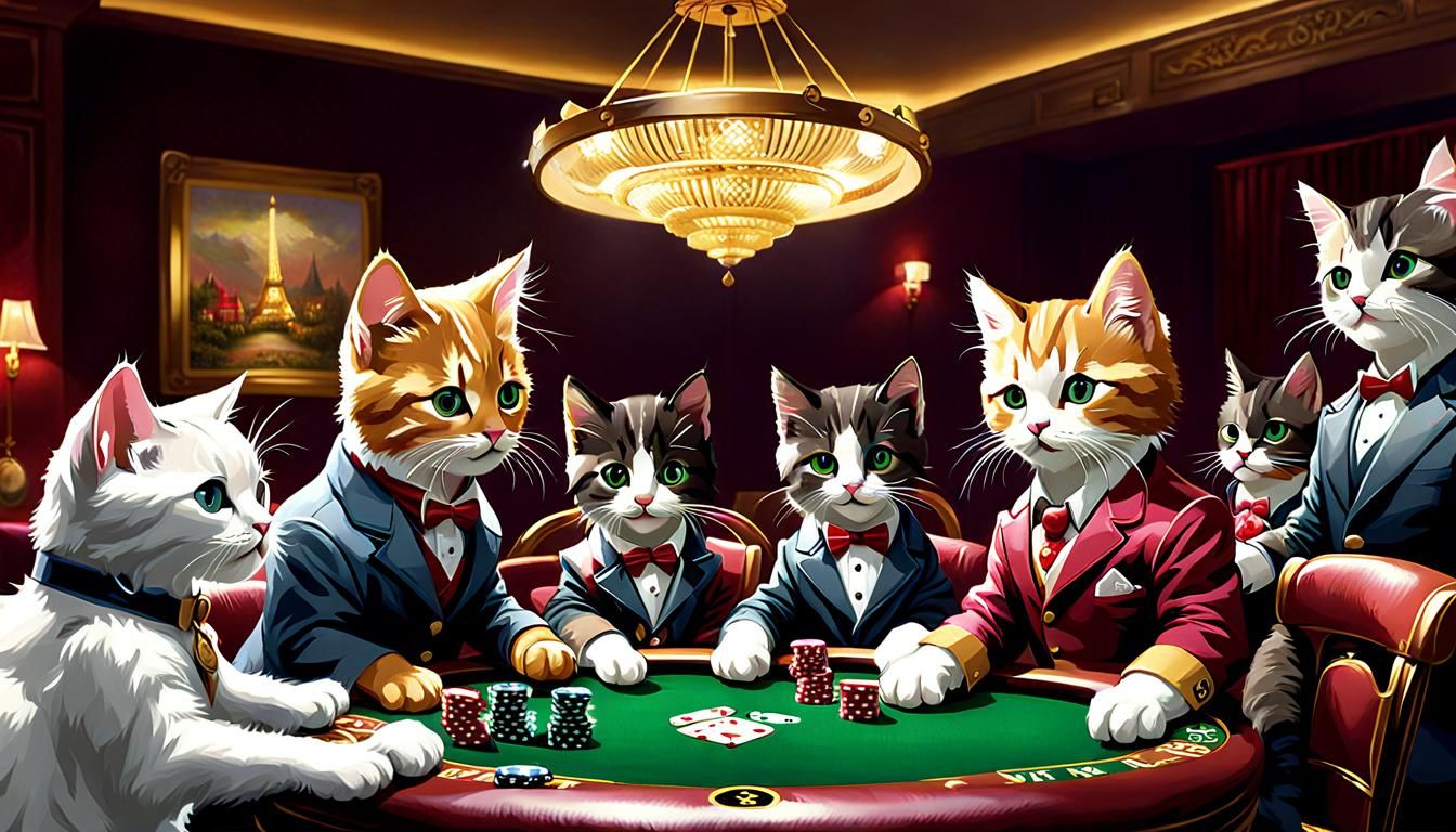 Kittens Play Poker in Luminous Style
