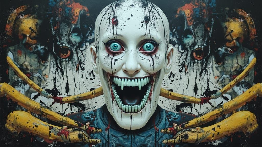 Demonic Female Portrait in Surreal Abstract Style