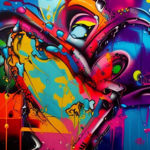 Infected Image in Vibrant Graffiti Splash Art