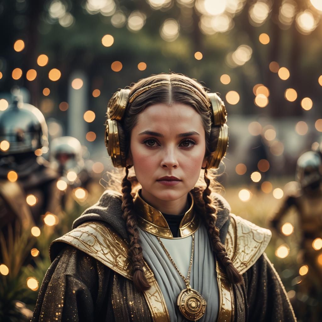 mashup of a Star Wars Character, queen amidala mixed with princess Leia