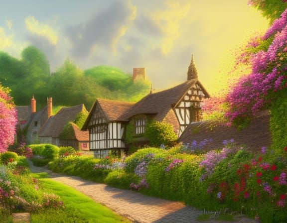 Charming English Village in Constable Style