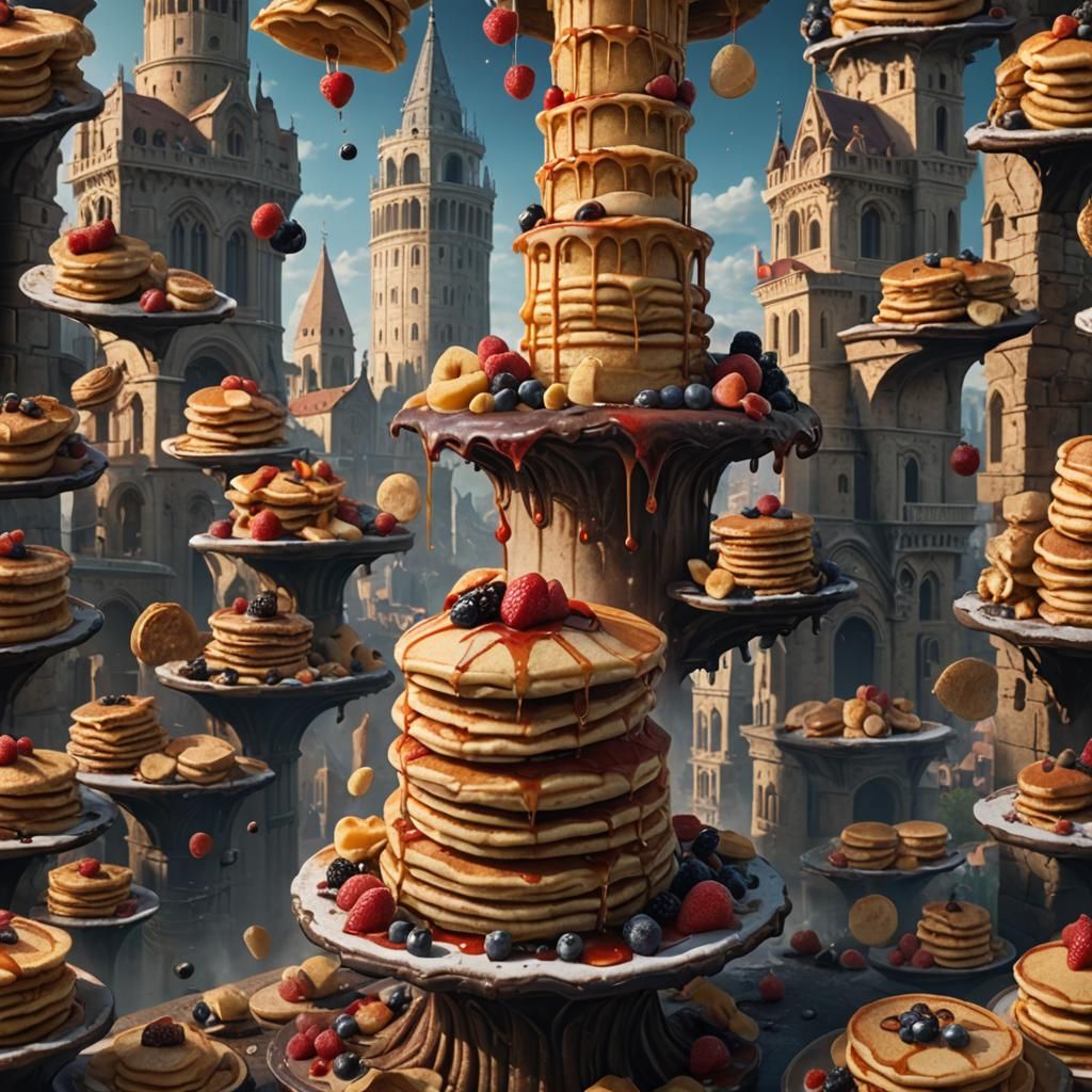 The Leaning Tower of Pancakes: Detailed Matte Painting