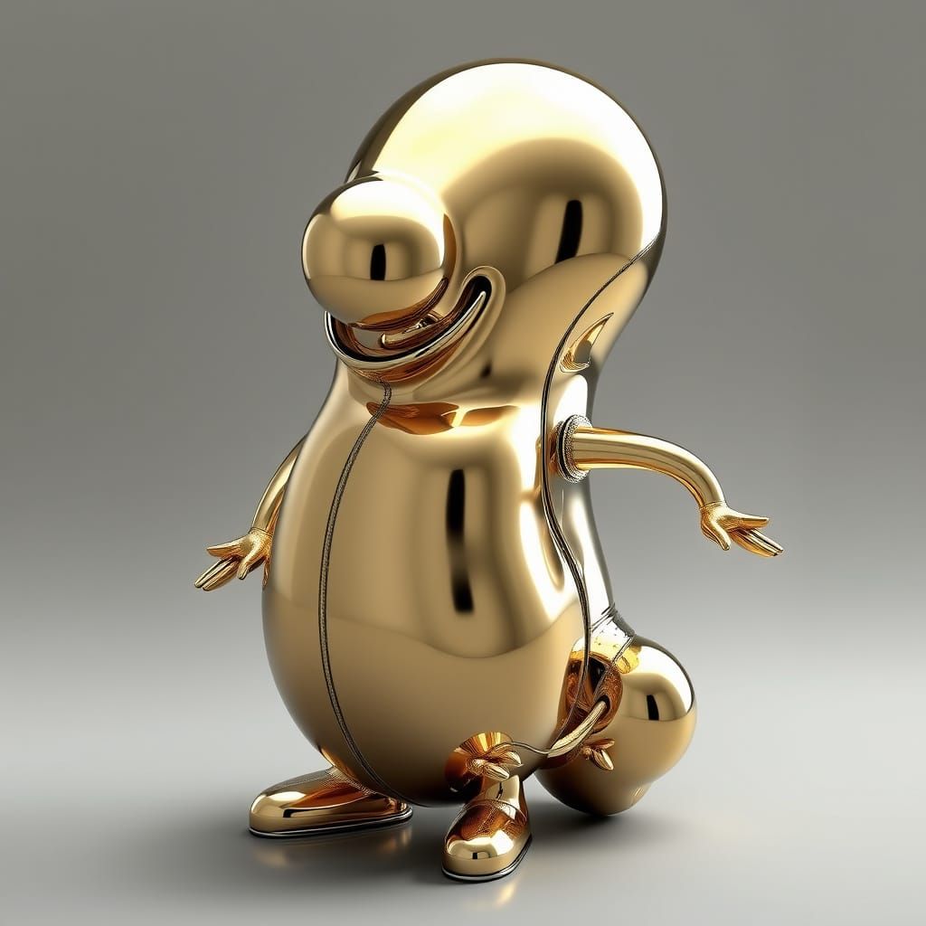Luxurious Metallic Abstract Sculpture of Mr. Peanut