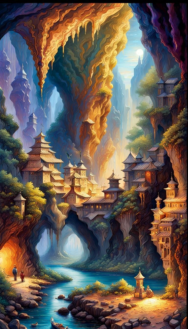 {Genghis Khans'  midevil lair ,inside a large Cave system:1....