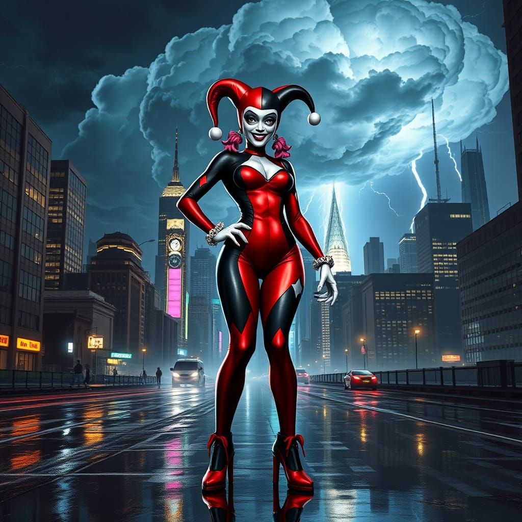 Harley Quinn in Gotham, Comic Book Style