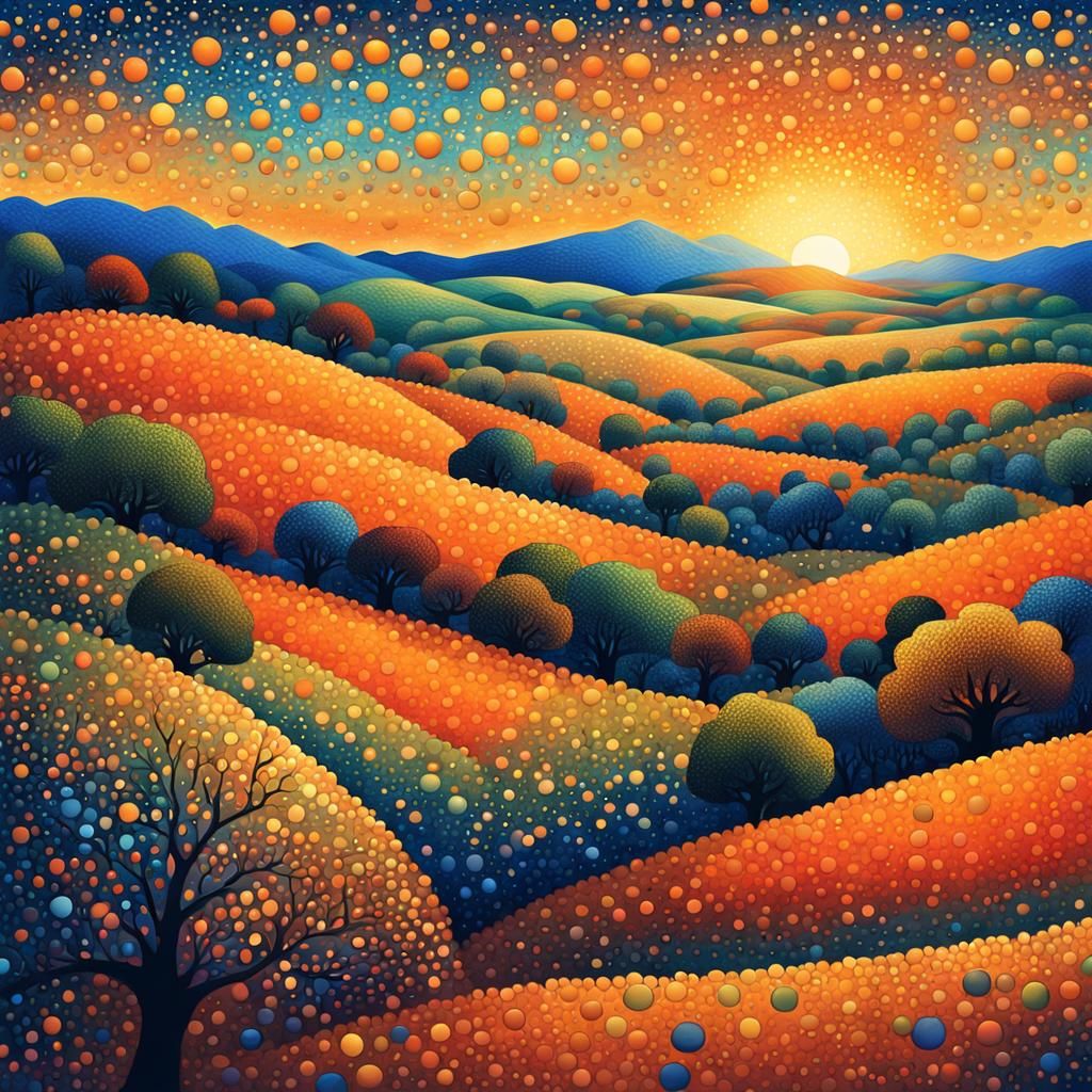 Pointillism Art of Sunset