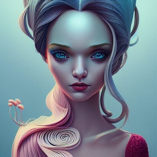 Beautiful Princess Portrait in Surreal 3D Style