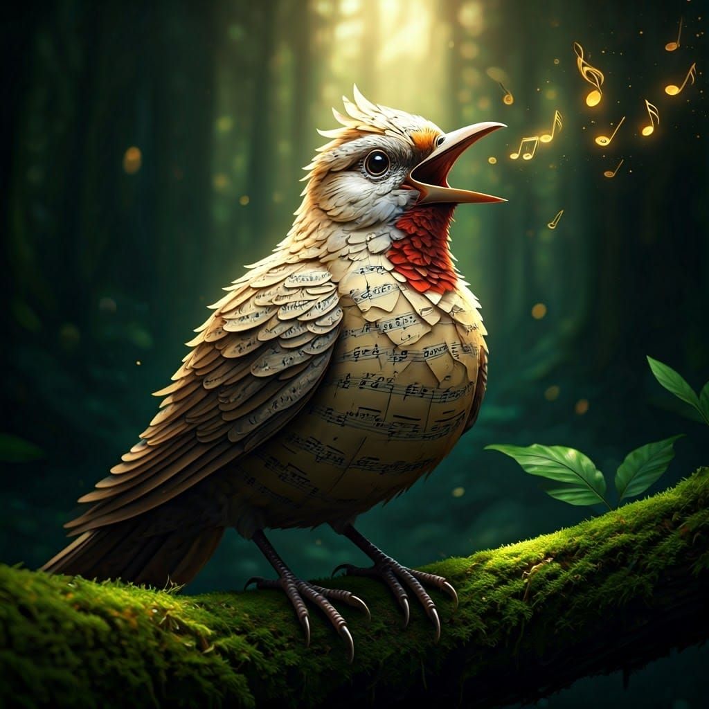 Musical Songbird in Enchanted Forest Photography