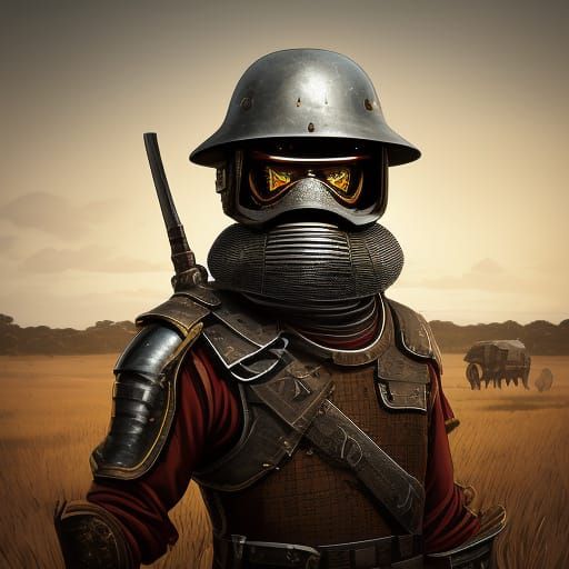 Ned Kelly in Armour in Australian Bushland