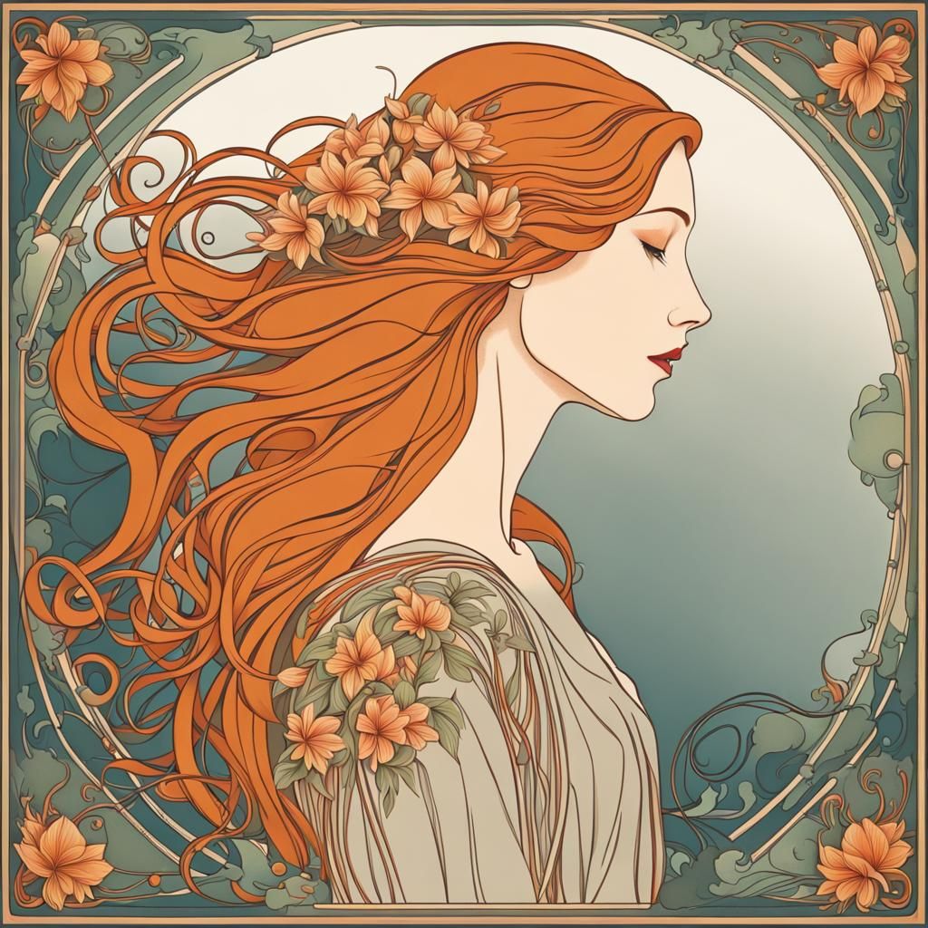Ethereal Woman in Art Nouveau Style