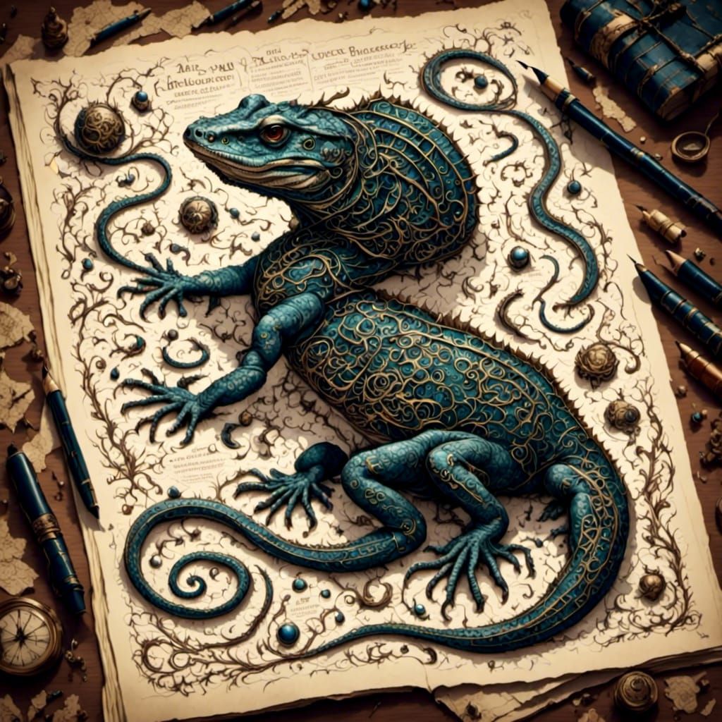 Ancient Reptile in Medieval Anatomy Manuscript