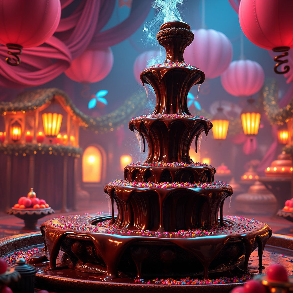 Chocolate Fountain Fantasy Concept Art in 8k