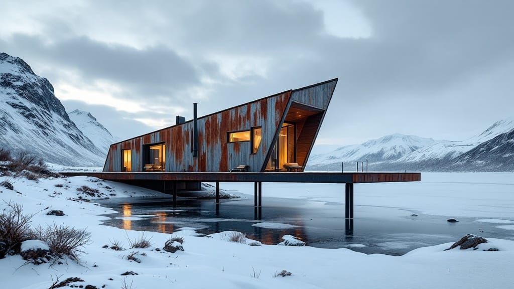 Surreal Nordic Chalet Emerges from Arctic Wilderness in Weat...