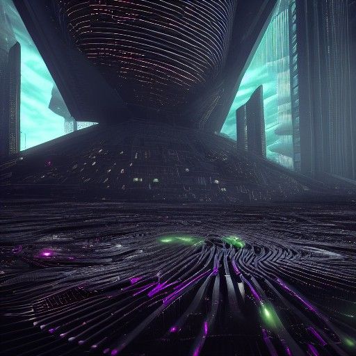 Cyberpunk Techno-Hive: A Dystopian Digital Painting