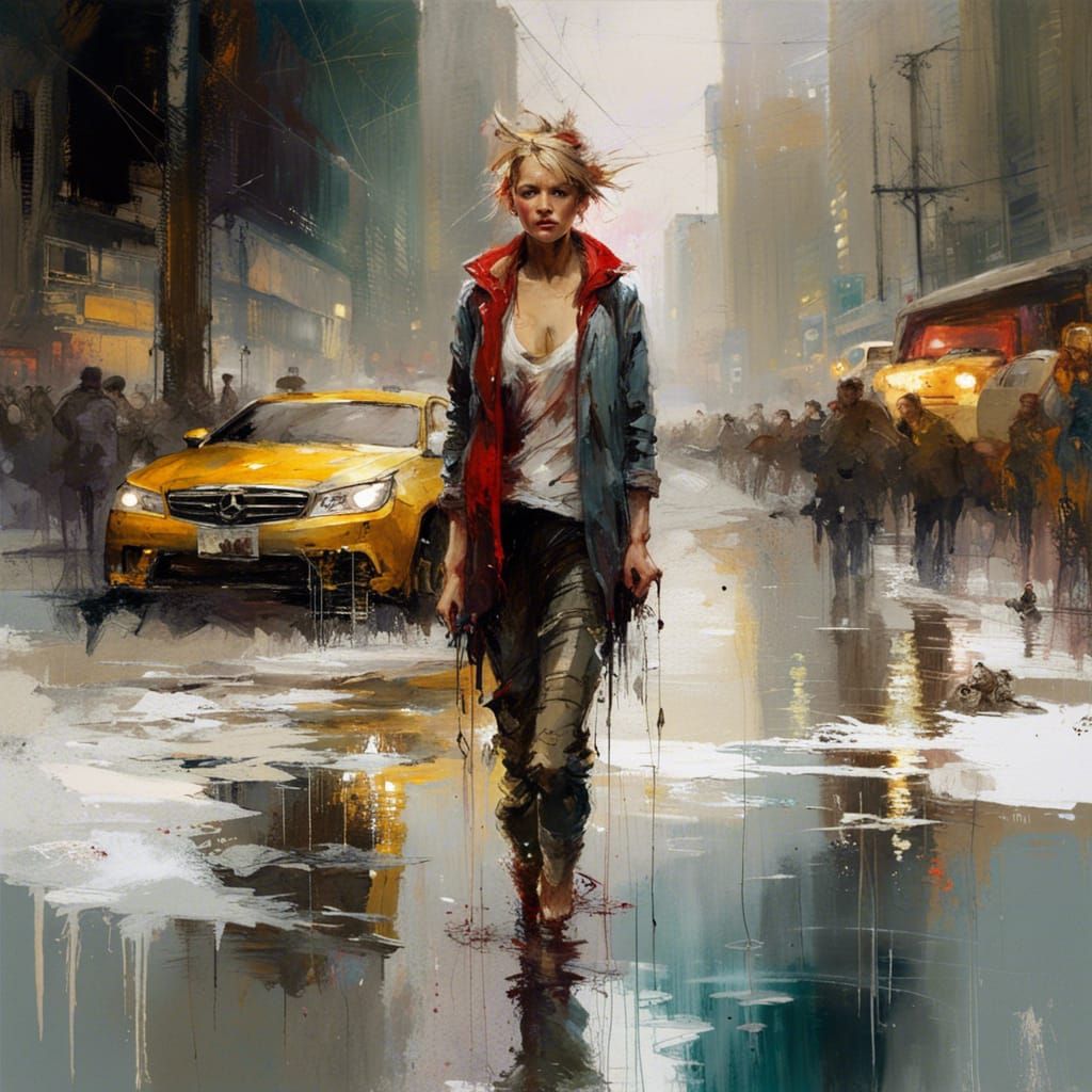 Icy Landscape Reflections in Oil Painting Style