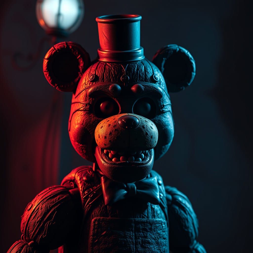 Freddy Fazbear in Dark, Hyperrealistic Atmosphere