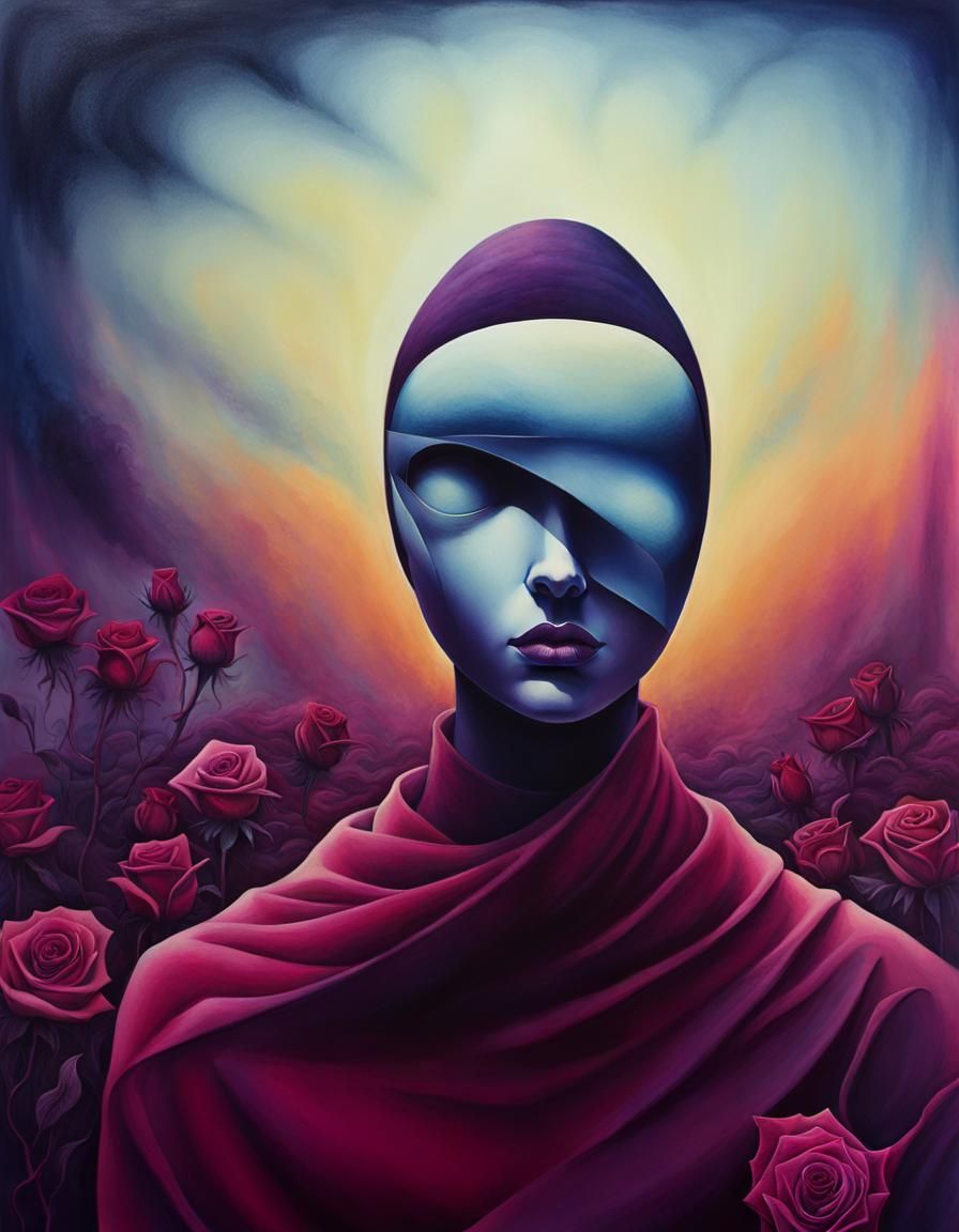 Ethereal Horror Woman in Dark Surrealist Style