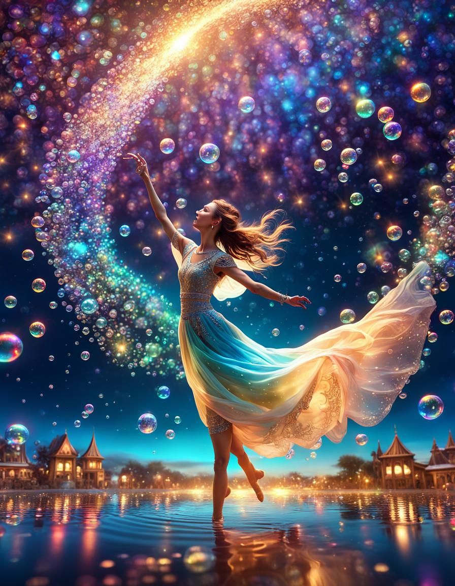 Iridescent Stars: A Dance of Light and Bubbles