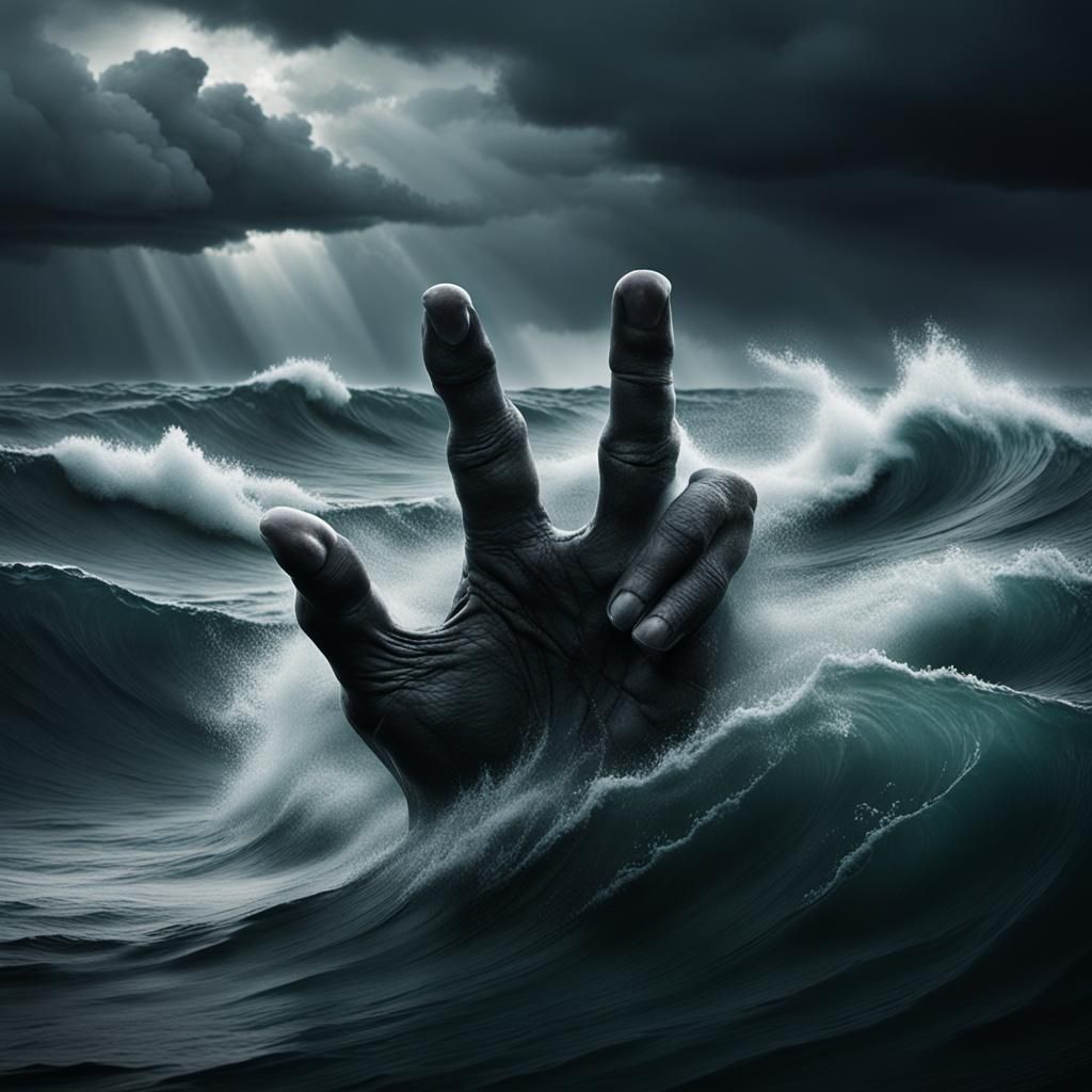 Disembodied Hand Emerges From Turbulent Ocean
