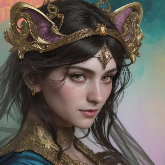 Baroque Cat Prince Portrait in Art Nouveau Style