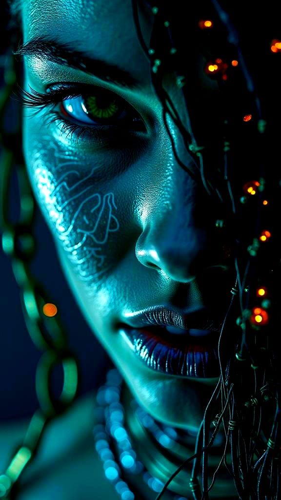 Futuristic Runes: A Portrait of Duality