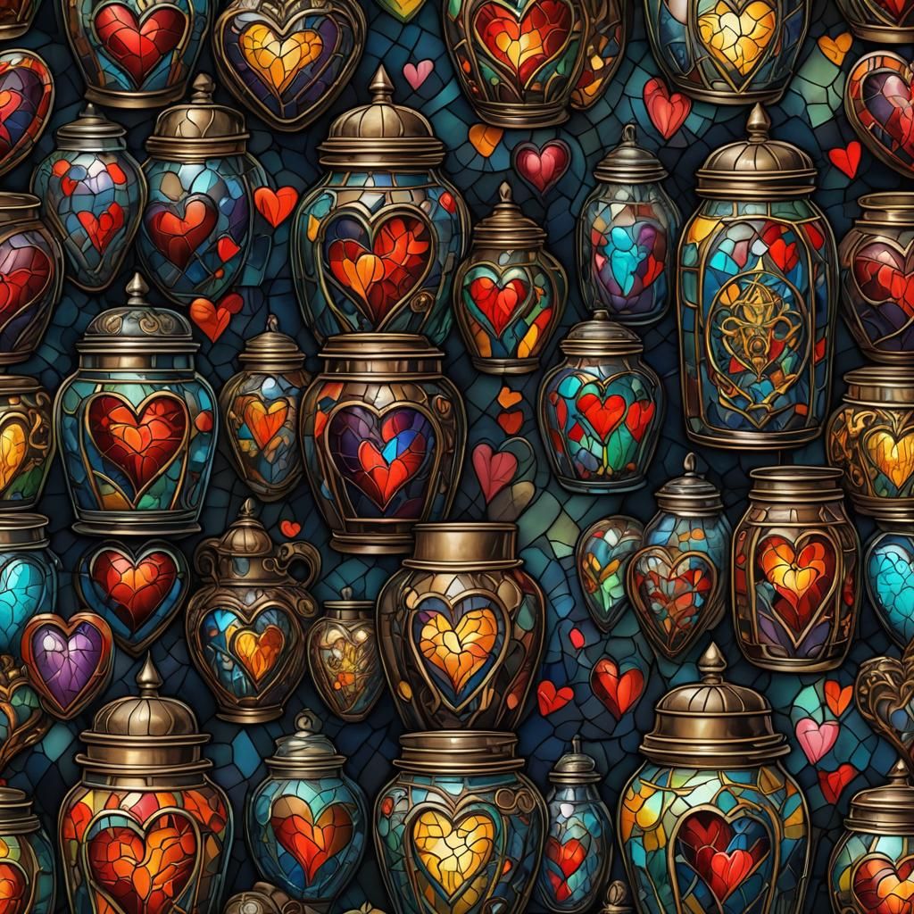 Stained Glass Art: Jar of Scared Hearts
