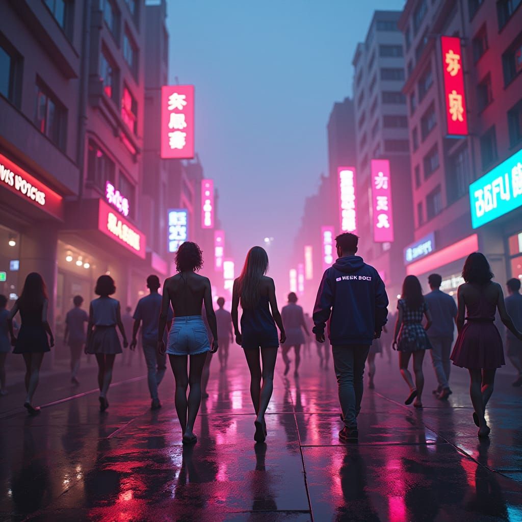 Neon Cityscape Inspired by Retro-Futurism