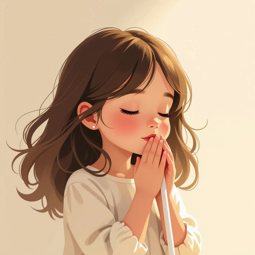 Young Girl Whispers Secrets with White Cane