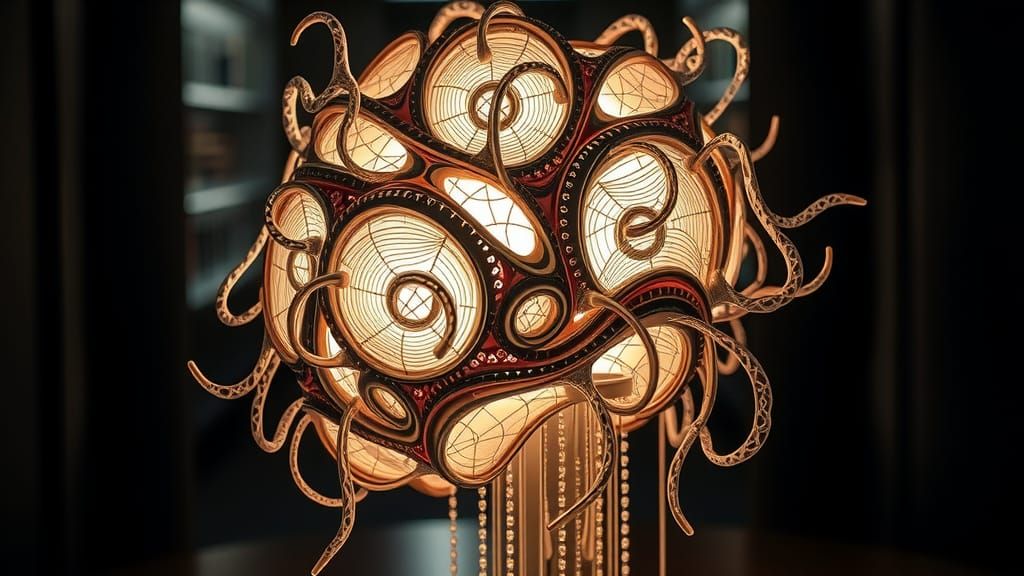 Futuristic Lamp with Biomechanical Design and Mesmerizing Gl...