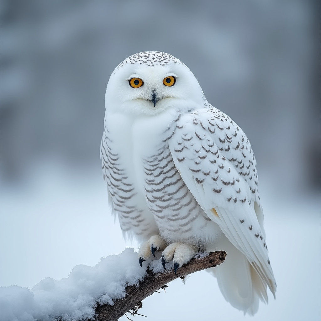 Majestic White Owl in Siberian Snow