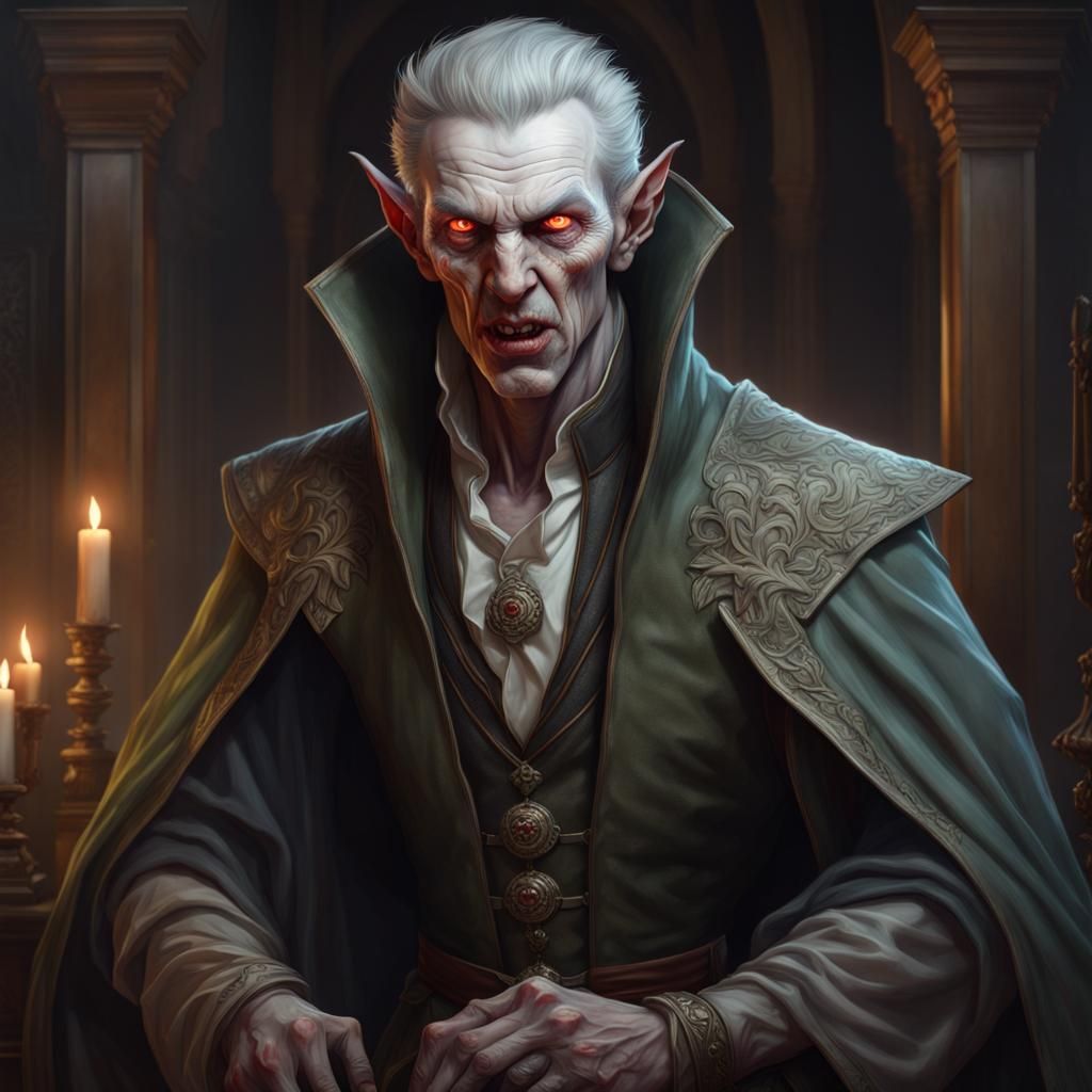 Frail Vampire Thrall Portrait in Hyperrealistic Style