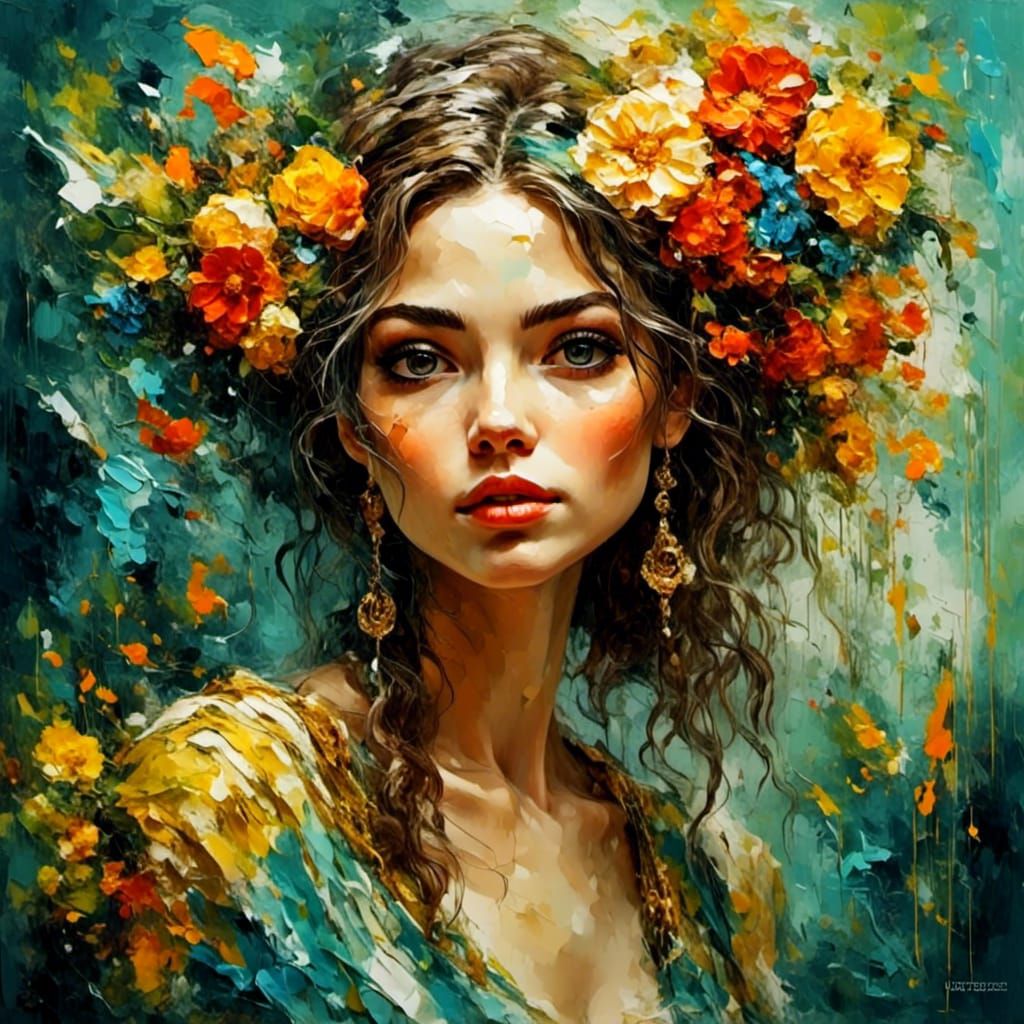 Gatsby Girl Portrait as 3D Oil Painting